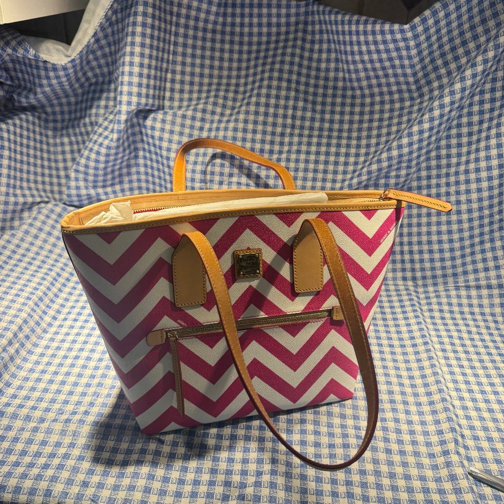 Dooney & Bourke Chevron Print, Red and White Purse Handbag